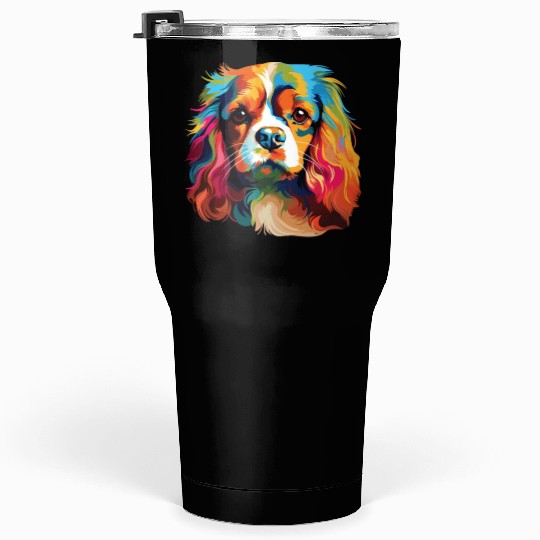 Watercolor Colorful Cavalier King Charles Spaniel Tumblers 30 Oz