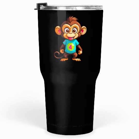 A Cartoonish Monkey in a Playful Pose Tumblers 30 Oz