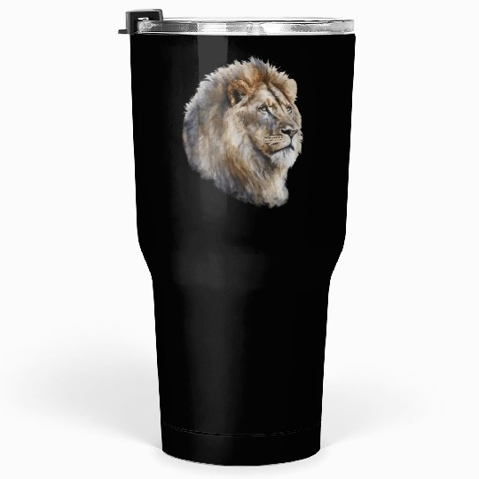 Watercolor Painting Portrait of a Lion Tumblers 30 Oz