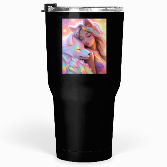 Rainbow Friends - White Wolf and Girl Tumblers 30 Oz