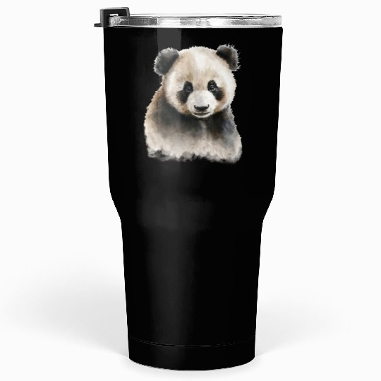 Panda Cute Bear Watercolor Painting Portrait Tumblers 30 Oz