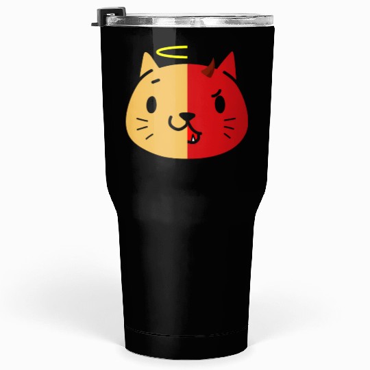 Two Face Cat Angel And Devil Tumblers 30 Oz