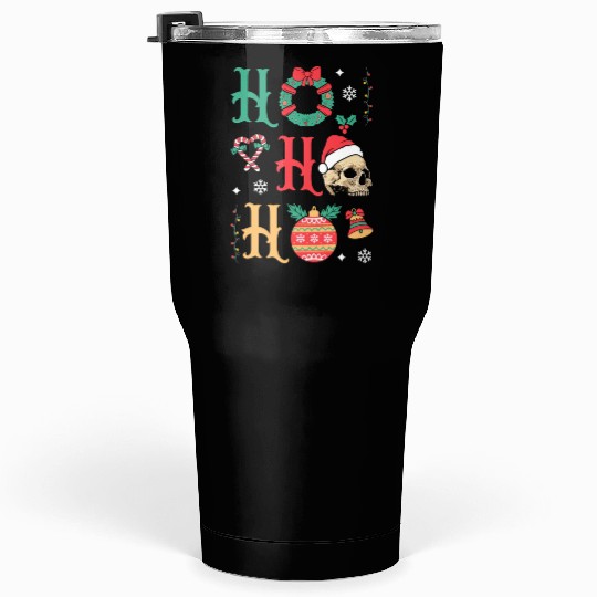 Ho ho ho Merry Christmas Skull Santa Tumblers 30 Oz