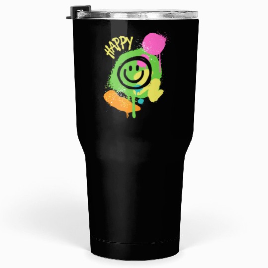 Green Black Graffiti Face Tumblers 30 Oz