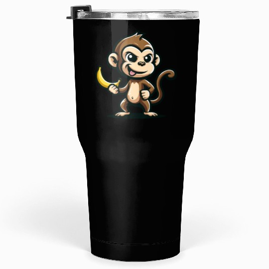 Monkey With Banana Cheeky Tumblers 30 Oz
