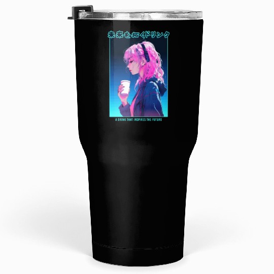 Vaporwave Cyber Anime Girl Japanese Aesthetic Punk Tumblers 30 Oz