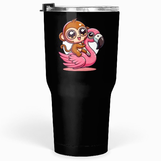Monkey Rider on a Flamingo Tumblers 30 Oz