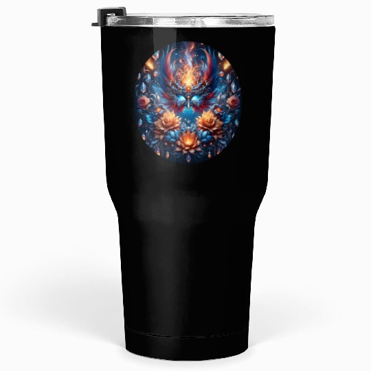 Phoenix Rebirth in Cosmic Bloom Tumblers 30 Oz