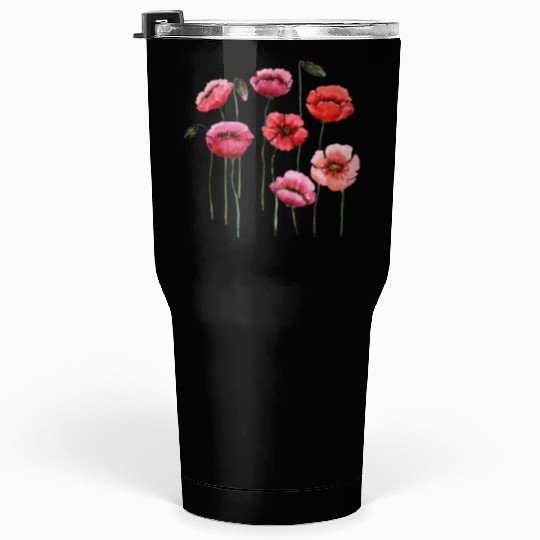 Poppies, spring bloomers, summer, flower, vintage. Tumblers 30 Oz