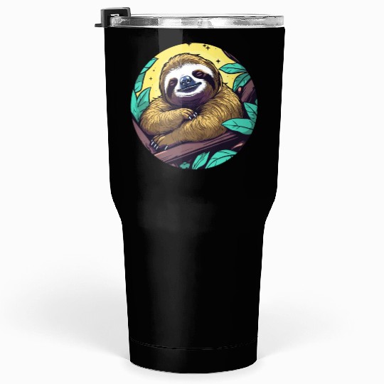 Sleeping Sloth Illustration Tumblers 30 Oz
