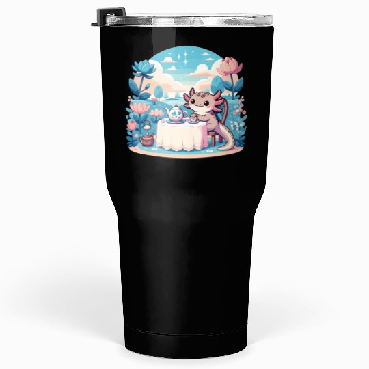 Kawaii Tea Party Pastel Axolotl Tumblers 30 Oz