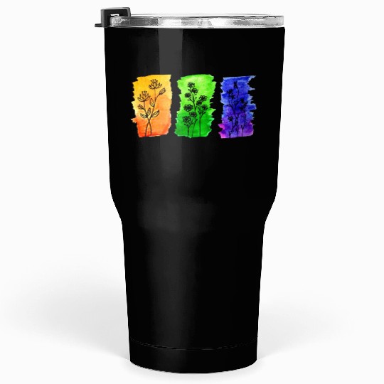 Yellow Green Blue Flowers Tumblers 30 Oz