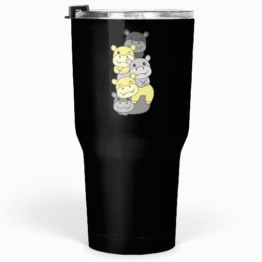 Perigender Flag Pride Lgbtq Cute Hippo Stack Tumblers 30 Oz