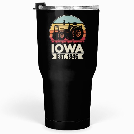 Iowa Vintage Tractor Farmer Gifts Tumblers 30 Oz