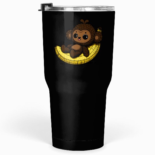 Amigurumi Monkey Chills On Banana Tumblers 30 Oz