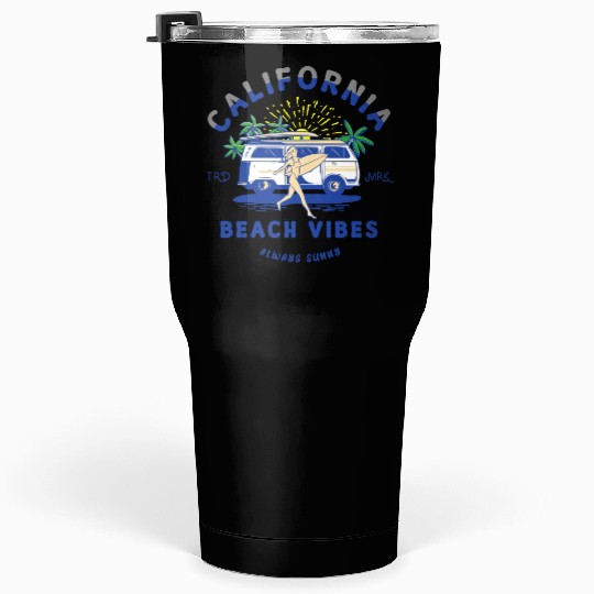 California Beach Vibes Retro Camper Van Tumblers 30 Oz