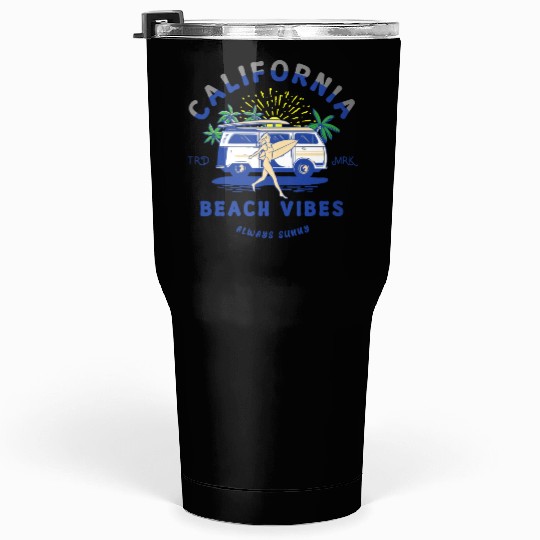 California Beach Vibes Retro Camper Van Tumblers 30 Oz