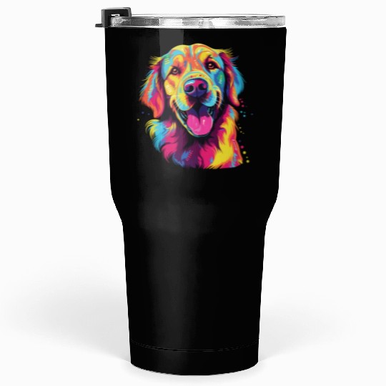 Watercolor Colorful Golden Retriever Tumblers 30 Oz