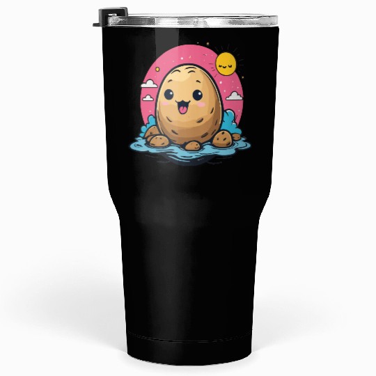 Kawaii Potato go to swimming Tumblers 30 Oz