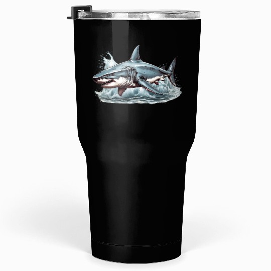 Angry great white shark Tumblers 30 Oz