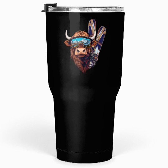 Winter sports, Jimmy's Skis, the skiing Cow Tumblers 30 Oz