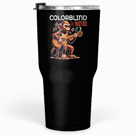 Colorblind by Nature, Melodic Monkey Strums Tumblers 30 Oz