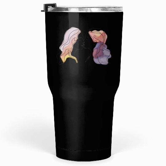 Lesbian Couple Simple Minimalistic Drawing Tumblers 30 Oz
