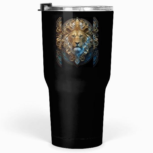 1920s Art Deco lion, gold Tumblers 30 Oz