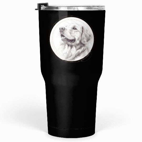 Golden retriever portrait pencil sketch Tumblers 30 Oz