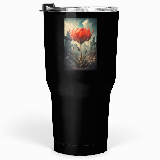 The last red flower in a dystopian future Tumblers 30 Oz