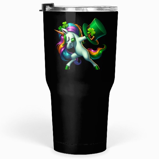 St Patricks Day Girls Women Unicorn Lepricorn Tumblers 30 Oz