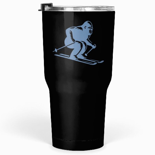 Monkey Gorilla Chimpanzee Ski Silhouette Design Tumblers 30 Oz