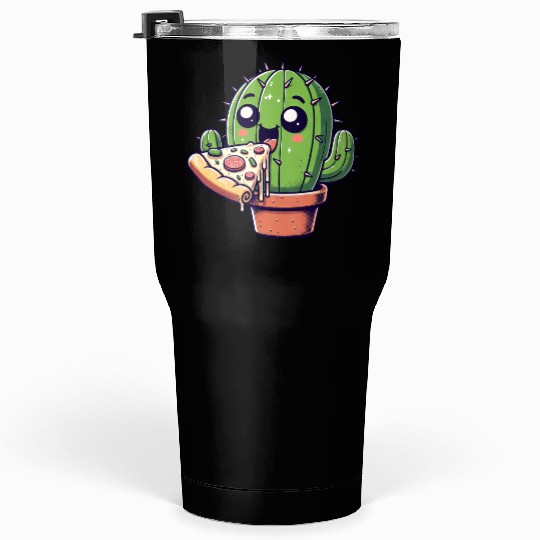 Cute Cactus Pizza Comic Tumblers 30 Oz