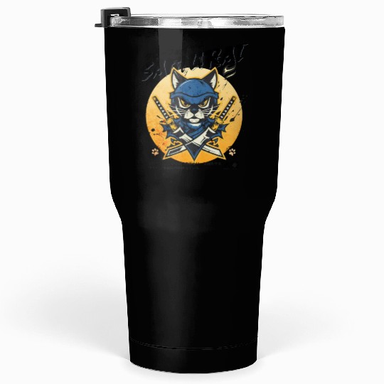 Samurai Cat, Ninja Cat, Cat Assassin, Warrior Cat Tumblers 30 Oz