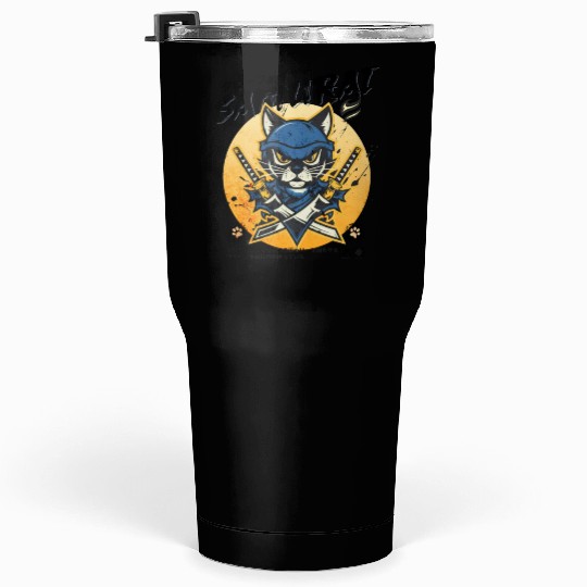 Samurai Cat, Ninja Cat, Cat Assassin, Warrior Cat Tumblers 30 Oz