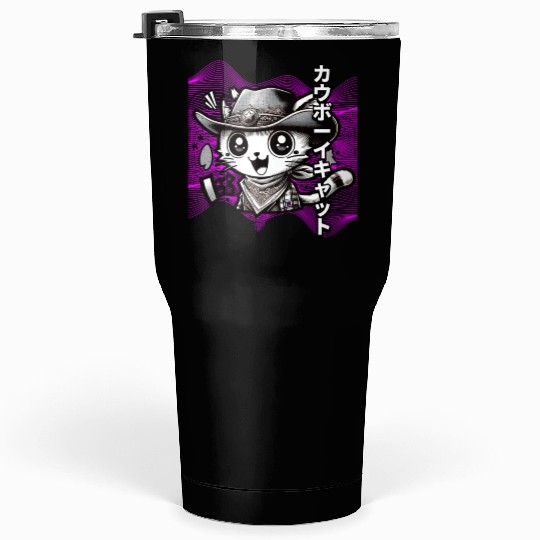 Yeehaw Meow: Manga Cowboy Cat Extravaganza Tumblers 30 Oz