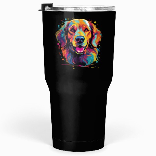 Watercolor Colorful Golden Retriever Tumblers 30 Oz
