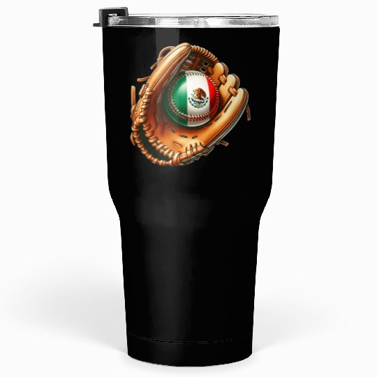 Mexico flag baseball design Tumblers 30 Oz
