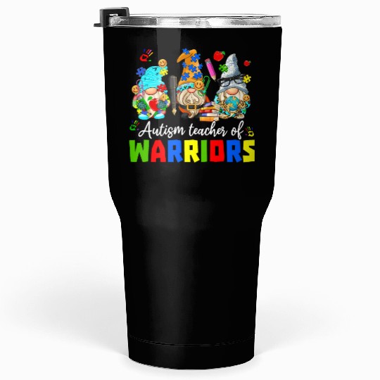 Autism Teacher Warriors Autism Autism Gnome Gift Tumblers 30 Oz