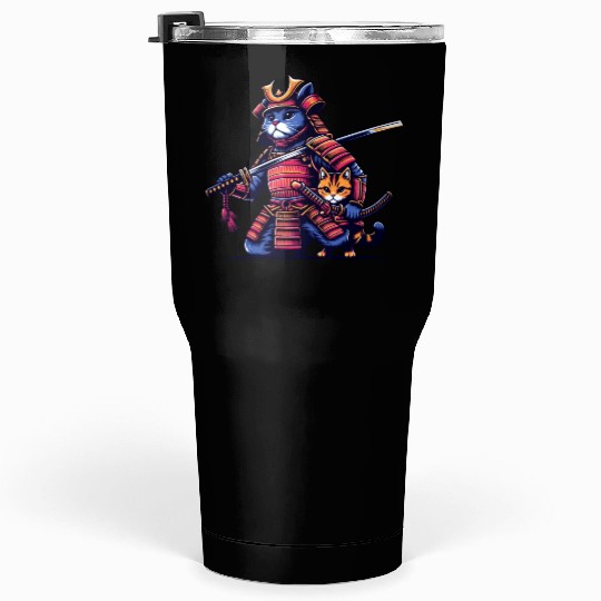 Light Samurai Cat Tumblers 30 Oz
