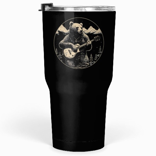 Grizzly Bear Playing Guitar Tumblers 30 Oz