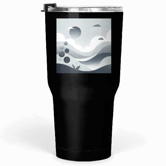 "Tranquil Monochrome Horizon" Tumblers 30 Oz