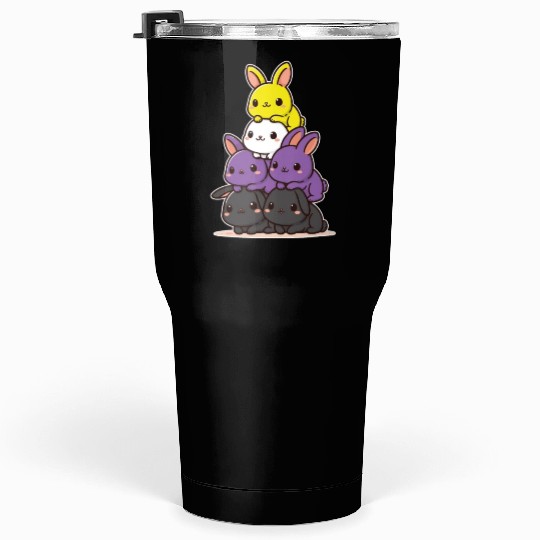 Bunnies Nonbinary Flag Pride Month Cute Bunny Tumblers 30 Oz
