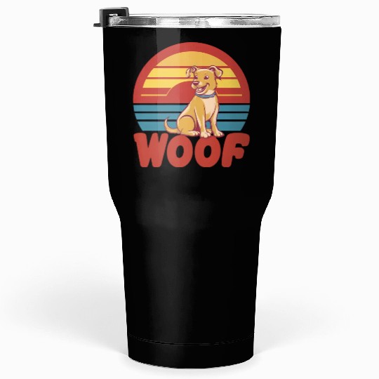 Retro Sunset Vintage Dog Tumblers 30 Oz