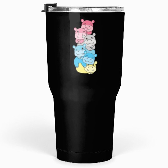 Genderflux Flag Pride Lgbtq Cute Hippo Tumblers 30 Oz