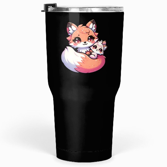 Proud Mother Fox With Her Fox Cub for Mother's Day Tumblers 30 Oz