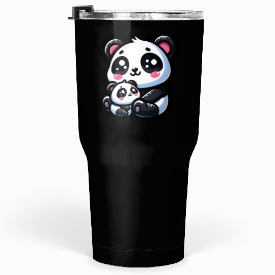 Proud Mother Panda With Her Cub for Mother's Day Tumblers 30 Oz