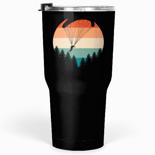 Paragliding Retro Sunset Paraglider Tumblers 30 Oz