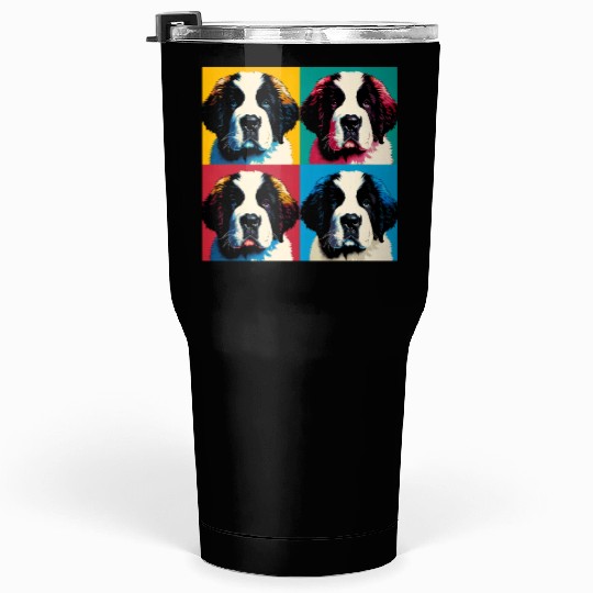 Pop Retro Saint Bernard Puppy Art - Dog Portrait Tumblers 30 Oz