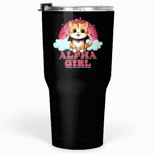 Alpha Girl Pink Rainbow Kitten Lover Pet Owner Tumblers 30 Oz